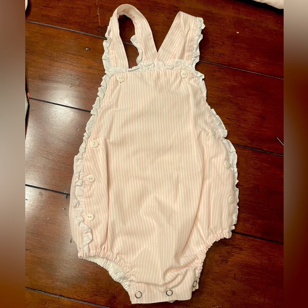Sal & Pimenta pink stripe bubble 2T